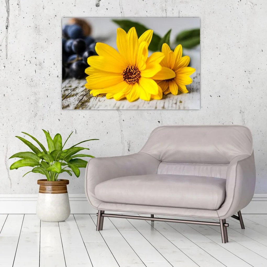 Tablou cu floare galbenă (90x60 cm)