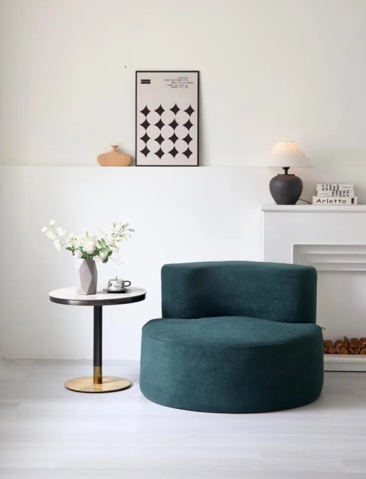 Fotoliu rotund din spumă cu memorie HD – design premium și confort absolut (Culoare: Crem)