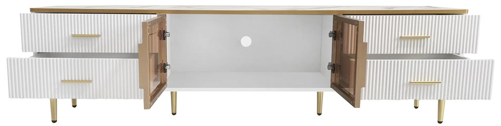 Mobilă TV cu 4 picioare, Alb | Aosom Romania