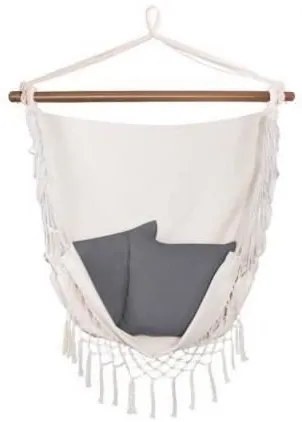 Hamac tip scaun, cu 2 perne, alb, max 150 kg, 130x100 cm, Springos