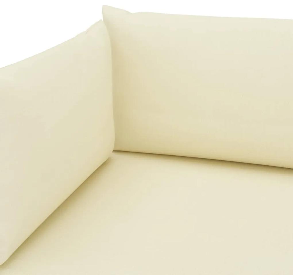 Perne de canapea din paleti, 3 buc., crem, material textil