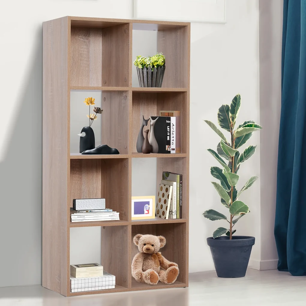Homcom Librarie Raft 4 Niveluri Culoare Lemn Natural 61,5x29,5x122,5cm