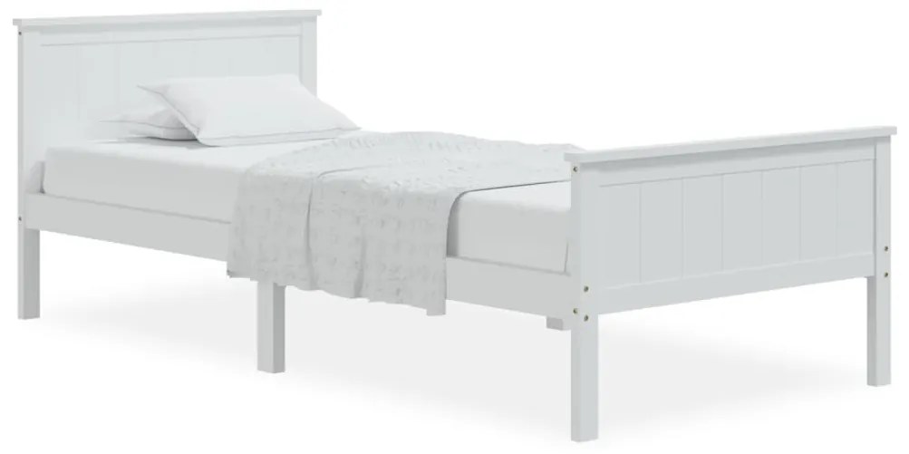 322182 vidaXL Cadru de pat, alb, 100x200 cm, lemn masiv de pin
