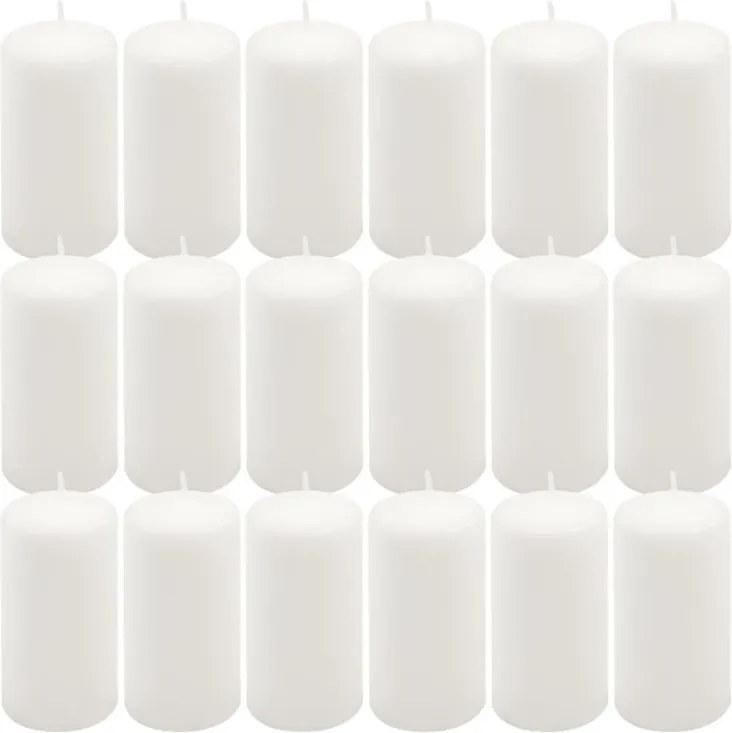 Set de lumânări pilon, 11,5 cm, Ø 6 cm, alb, 18 buc.