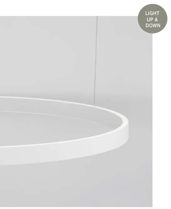 Lustra LED design circular cu iluminat sus si jos ELOWEN alb, diametru 60cm