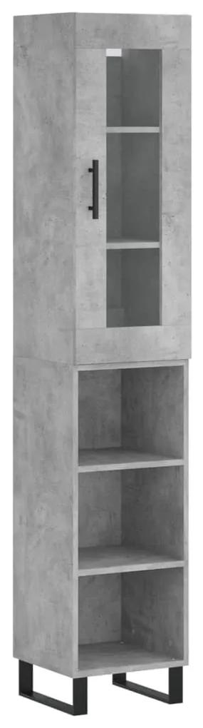 3199389 vidaXL Dulap înalt, gri beton, 34,5x34x180 cm, lemn prelucrat