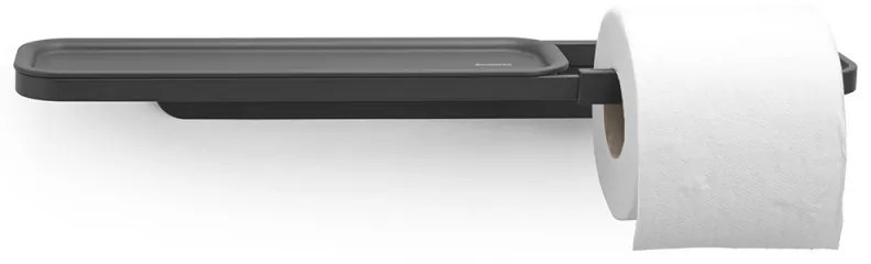 Suport hârtie igienică cu raft Brabantia MindSet 1005667, Instalare ușoară, Acoperire minerală, Gri închis