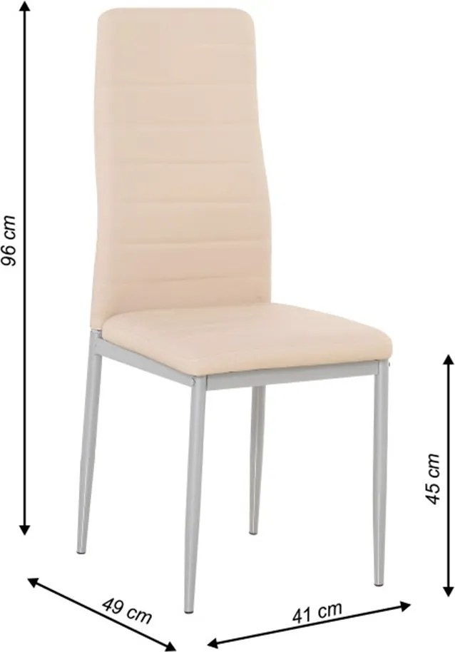 Scaun, piele eco roz pudră/metal gri, COLETA NOVA