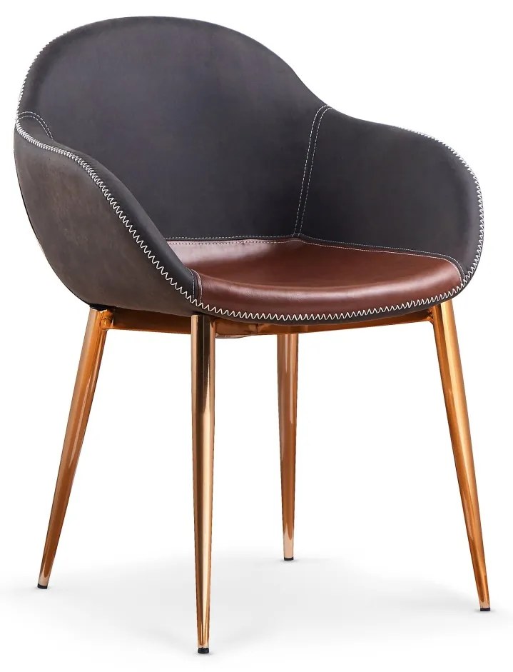 Scaun K304 piele ecologica gri maro