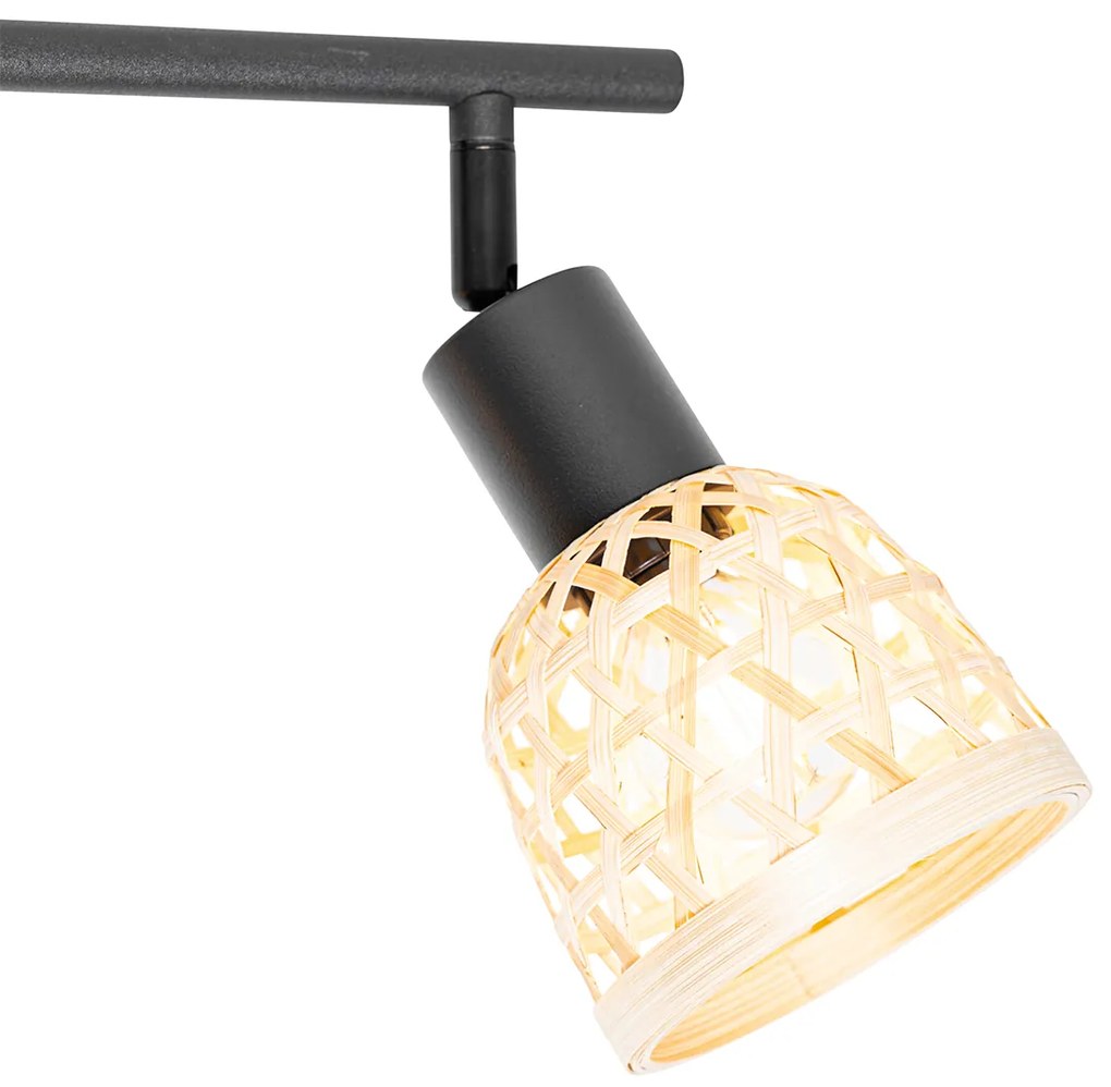 Spotlight oriental negru cu bambus 3 lumini - Rayan