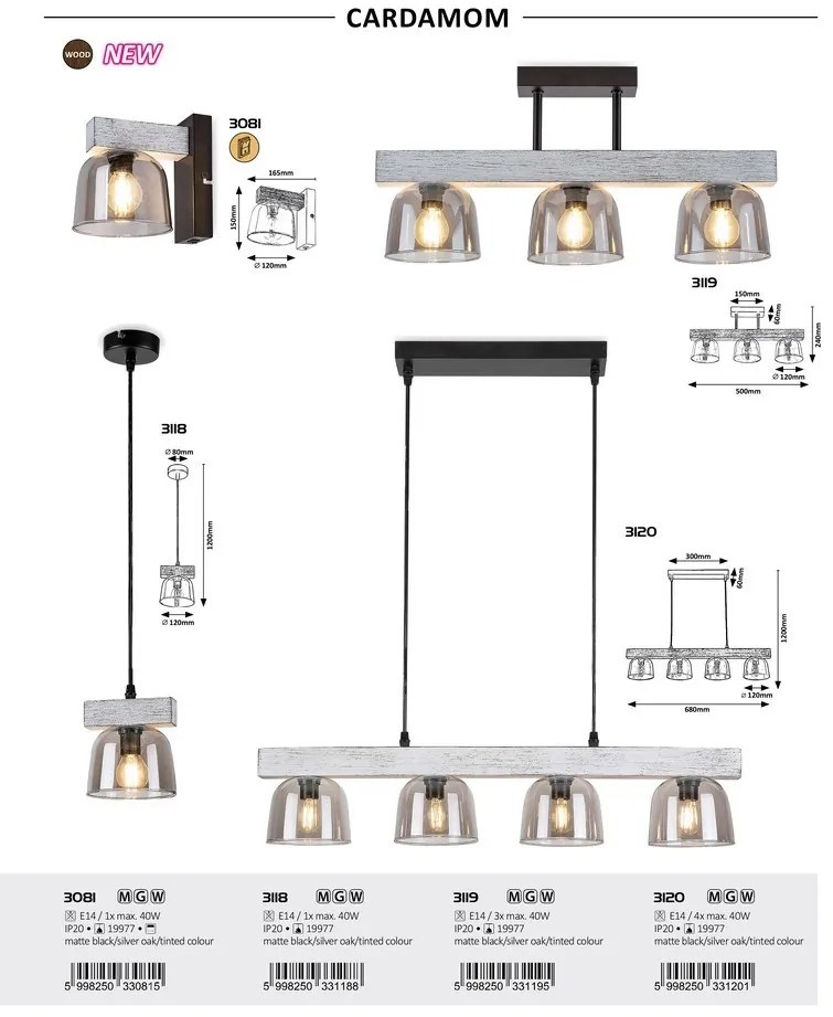 Lustra aplicata 3L design industrial Cardamom