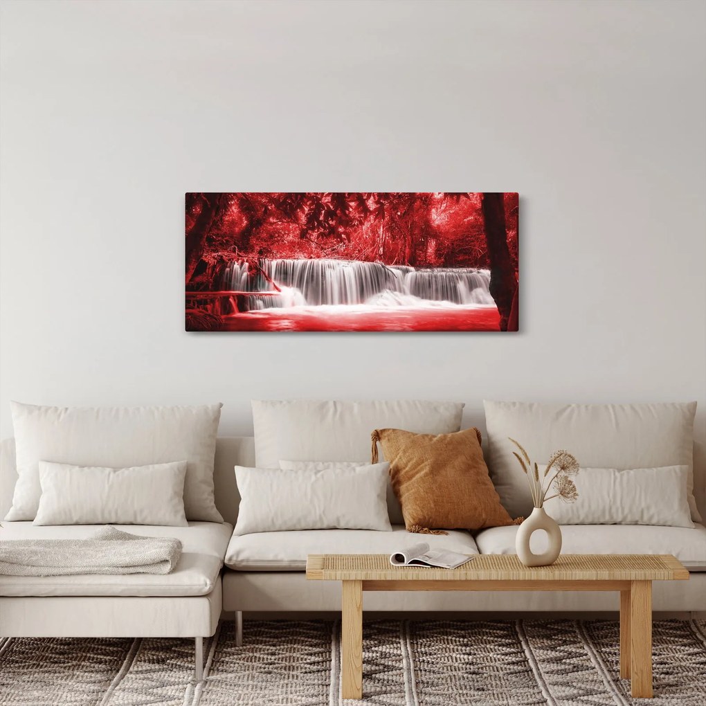 Tablou - Cascadă, roșu (120x50 cm)