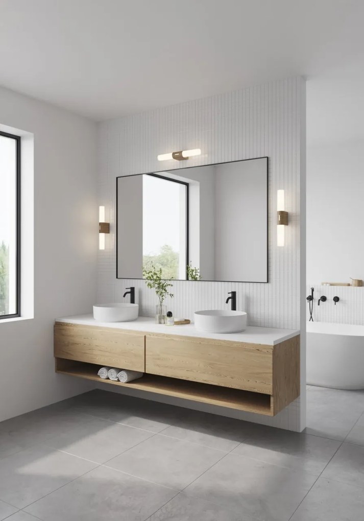 Aplica de perete LED pentru baie IP44 Helva double basic Nature