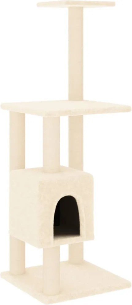 vidaXL Ansamblu pisici cu stâlpi din funie de sisal, crem, 104 cm