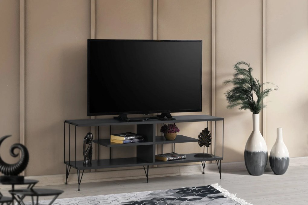 Comoda TV Eze, Crem - Alb - Maro - Gri, 120 x 45 x 30 cm