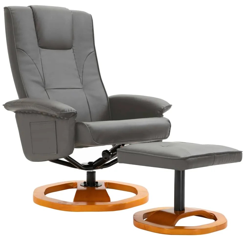 248440 vidaXL Fotoliu TV pivotant cu taburet de picioare gri piele ecologică