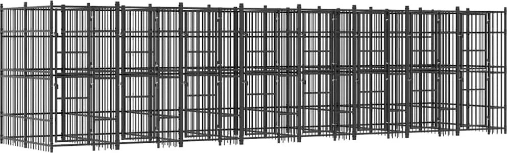 vidaXL Padoc pentru câini de exterior, 14,75 m², oțel