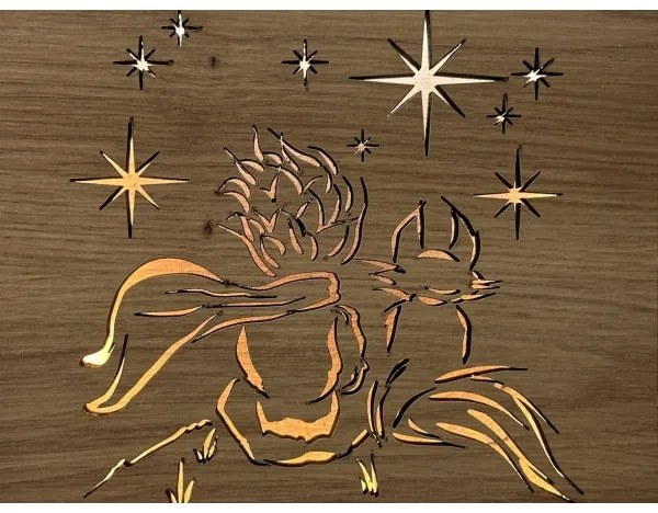 Li-Go 5788/DUB2 - Lampă LED decorativă de masă LED/12W/230V 19x19 cm stejar/Micul Prinț