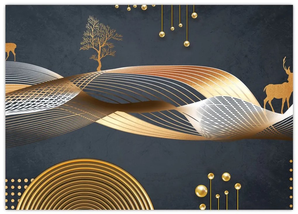 Tablou pe sticlă - Cerb, grafică (70x50 cm)