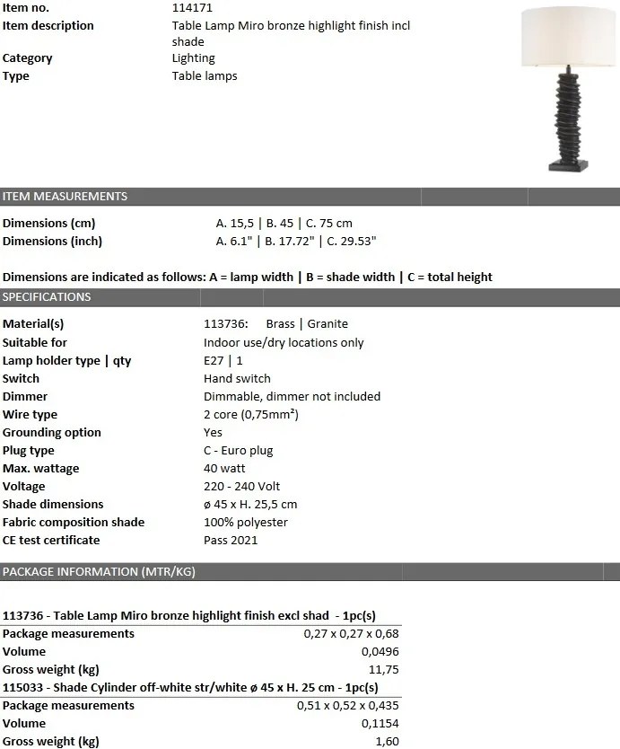 Veioza, lampa de masa design LUX Miro 114171 HZ