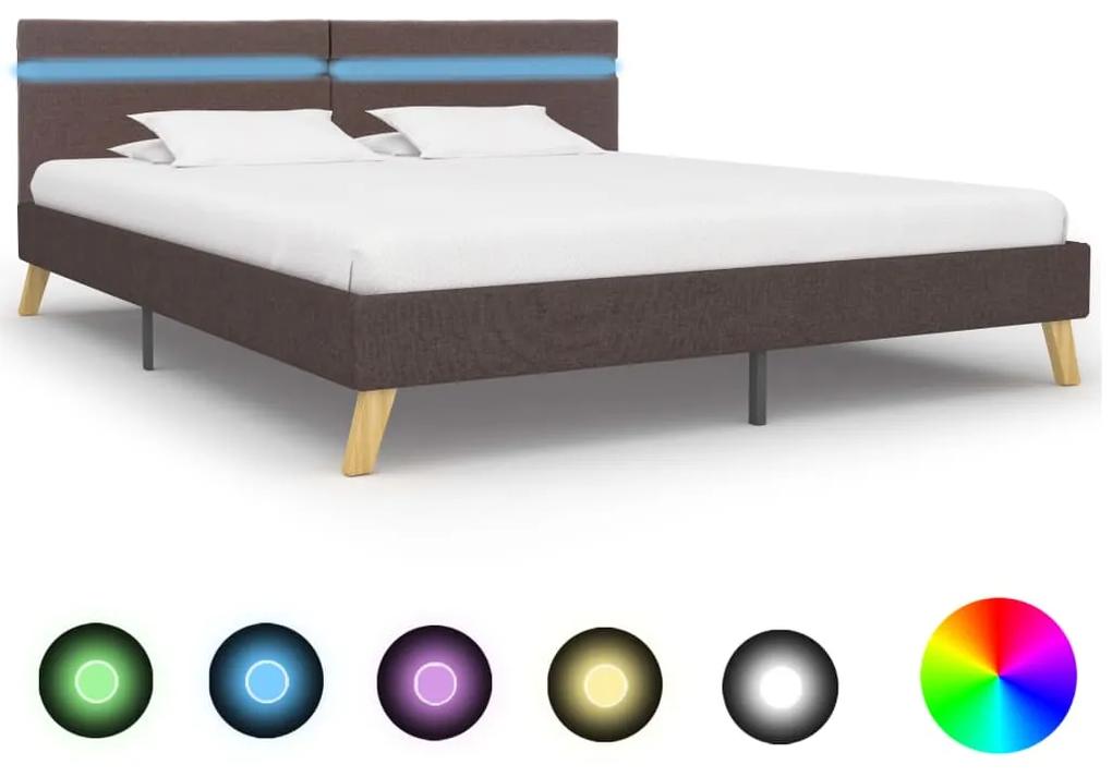 284869 vidaXL Cadru de pat cu LED-uri, gri taupe, 180x200 cm, material textil