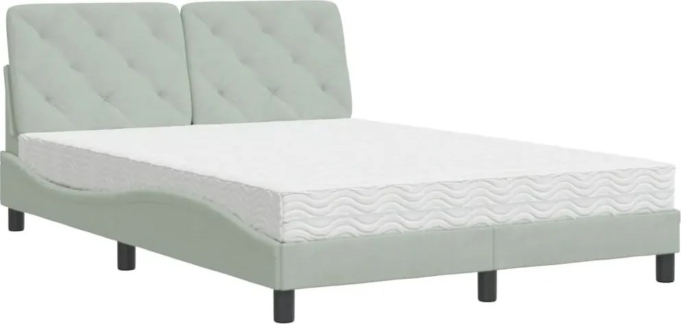 vidaXL Pat cu saltea, gri deschis, 140x190 cm, catifea