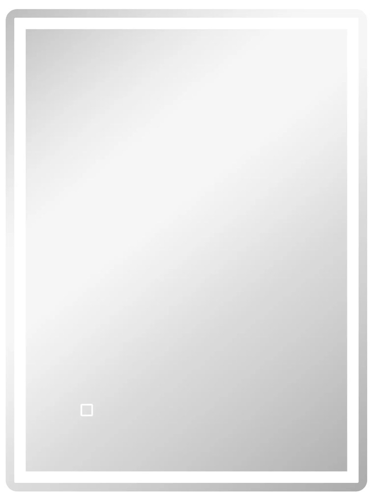 HOMCOM Oglindă pentru baie LED. Buton tactil, funcție anticeață, 60 x 80 x 4 cm, Alb | Aosom Romania