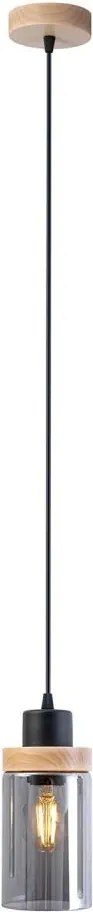 Candelabru pe cablu WOODNEST 1xE27/15W/230V pin/negru fumuriu