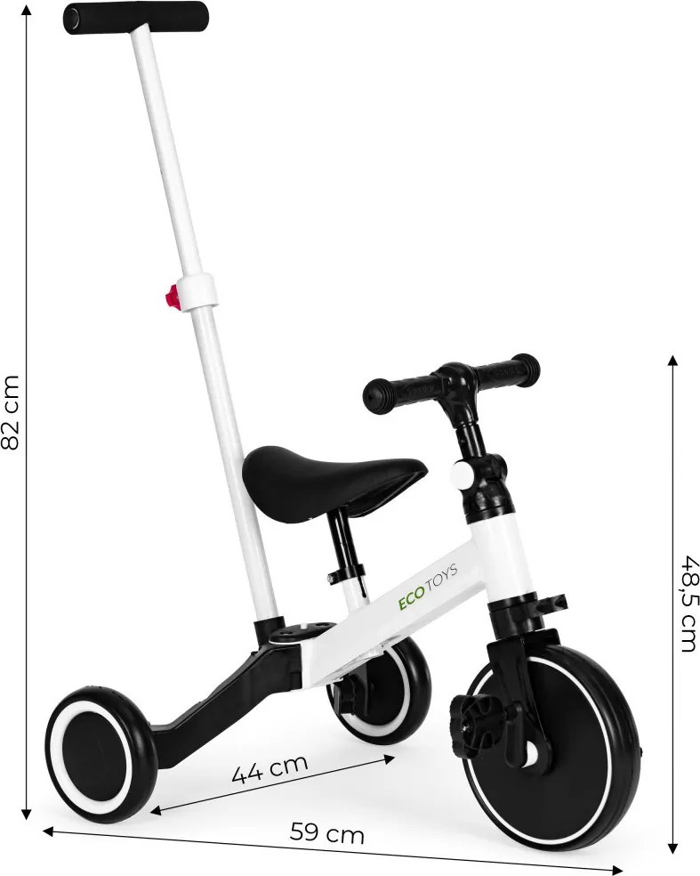 Triciclu cu trei roți cu mâner de împins 2 în 1