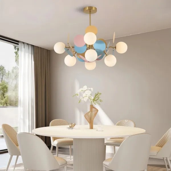 Brilagi - Candelabru cu tijă BALMO 8xG9/9W/230V Ø 60 cm auriu/albastru/roz