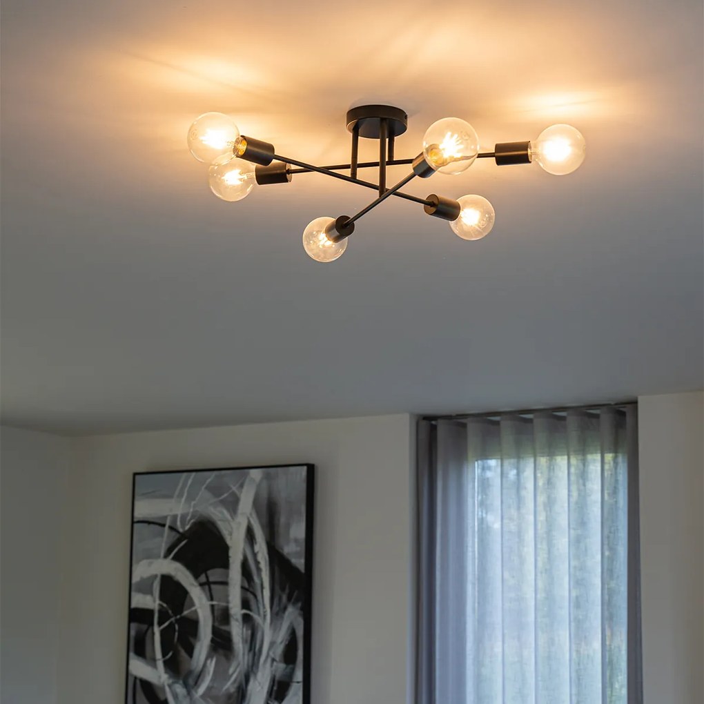 Plafoniera industriala neagra 6 lumini - Sydney
