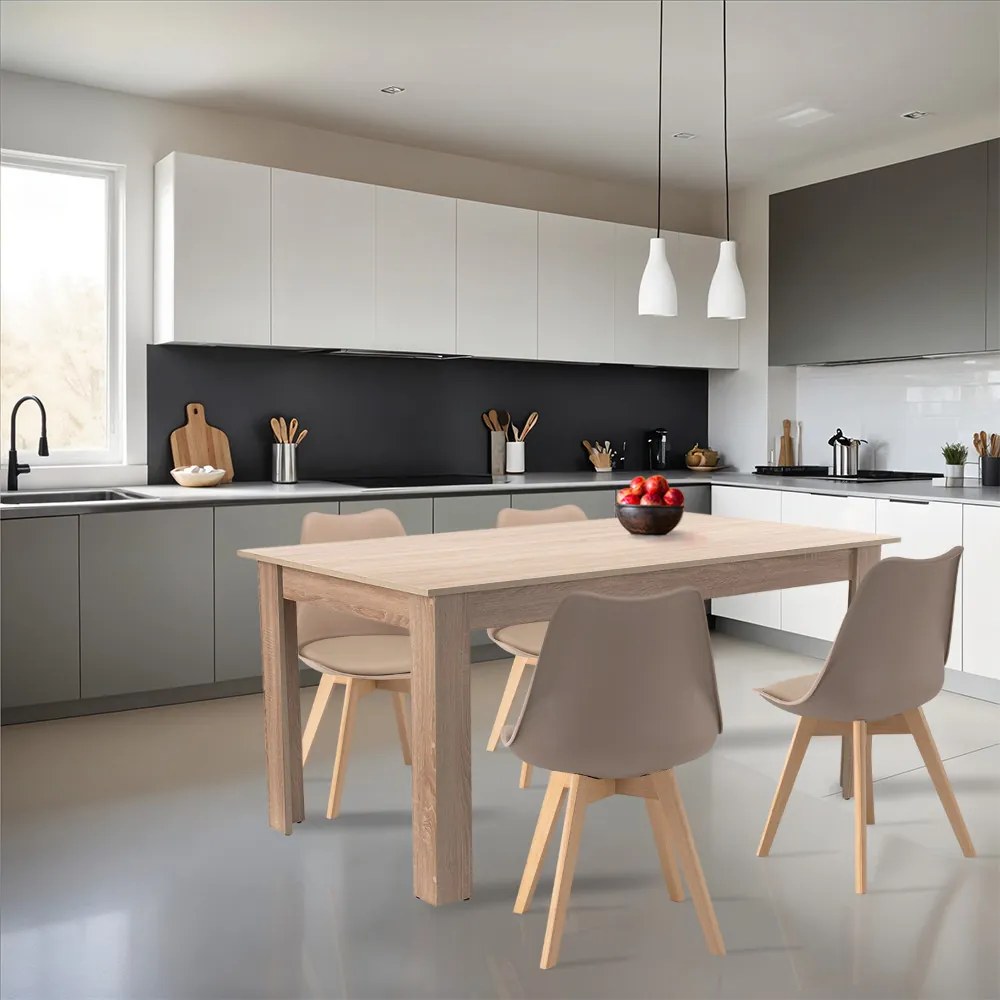 Set de masă Lola 4+1 bej-stejar Sonoma