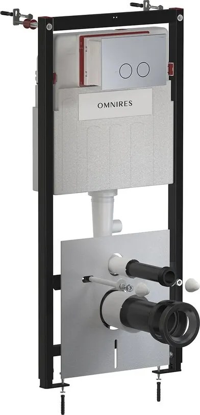 Rezervor incastrat Omnires StrongFrame ECO pentru vas WC suspendat si clapeta de actionare Steel-R45 finisaj nichel periat