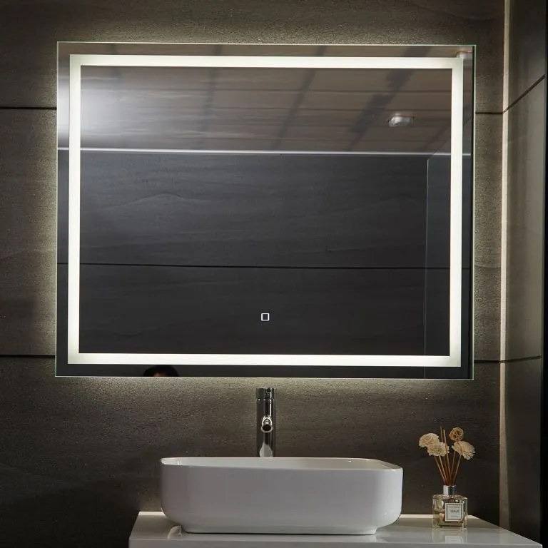 Aquamarin Oglindă de baie cu iluminare LED, 100 x 80 cm