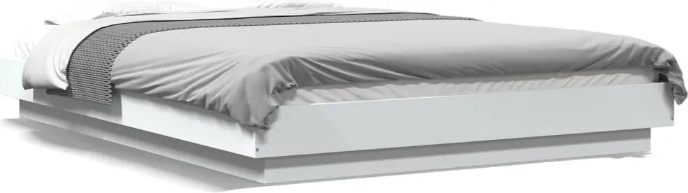 vidaXL Cadru de pat, alb, 140x190 cm, lemn prelucrat
