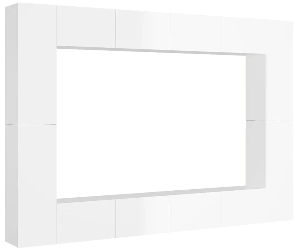 Set dulapuri TV, 8 piese, alb extralucios, PAL Alb foarte lucios, 100 x 30 x 30 cm, 1
