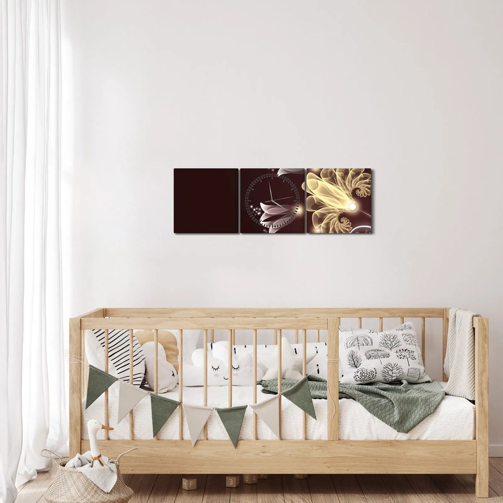 Tablou - Flori strălucitoare (cu ceas) (90x30 cm)