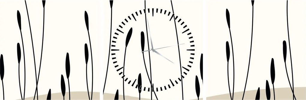 Tablou - Pajiște grafică N⁰3 (cu ceas) (90x30 cm)
