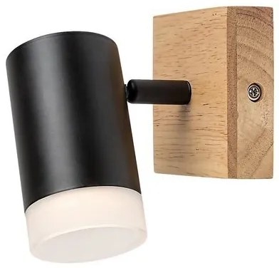 Aplica de perete lemn stil nordic cu 1 spot Toras