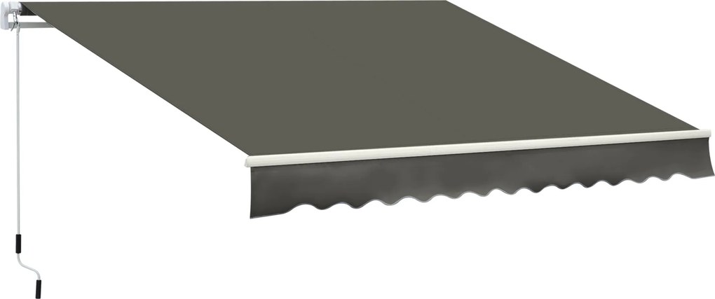 Outsunny Copertină Pliabilă pentru Exterior, Copertină Tip Roll-Up cu Deschidere Manivelă, 350x250 cm, Gri | Aosom Romania