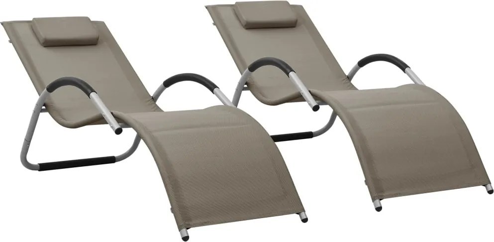 vidaXL Șezlonguri, 2 buc., gri taupe și gri, textilenă
