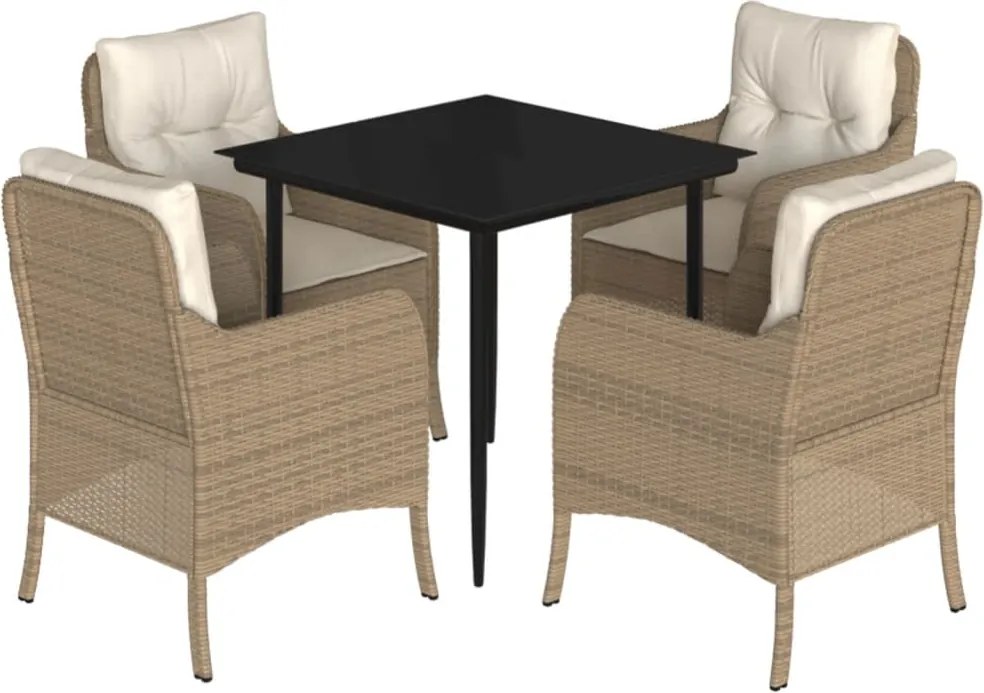 vidaXL Set mobilier de grădină cu perne, 5 piese, bej, poliratan