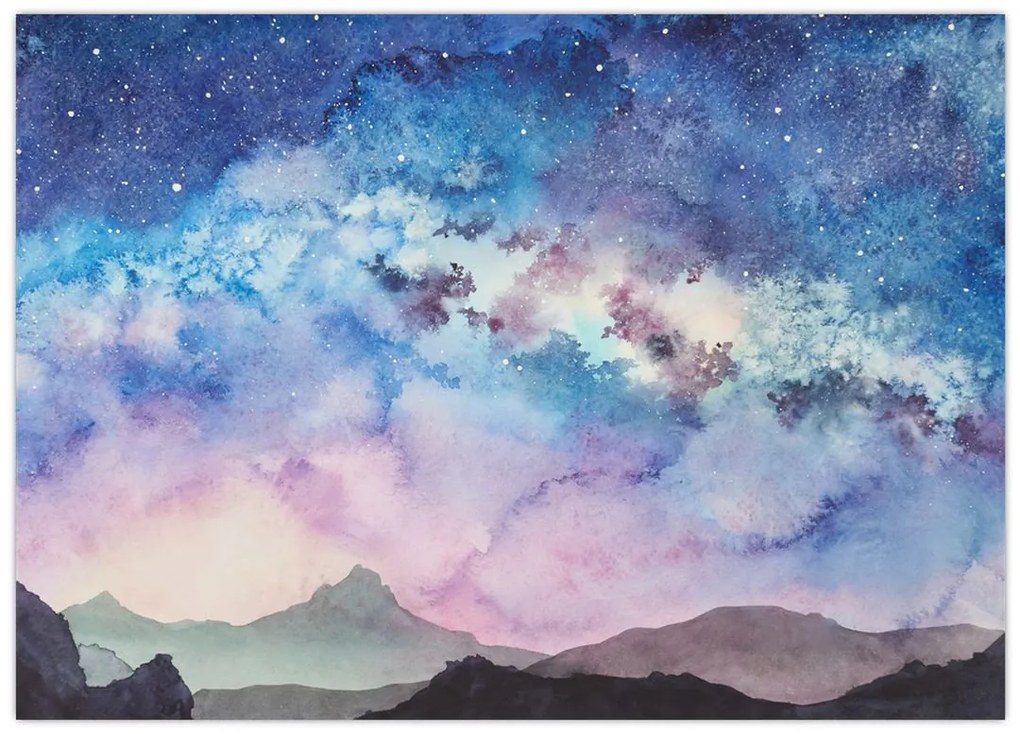 Tablou pe sticlă - Calea lactee, aquarel (70x50 cm)