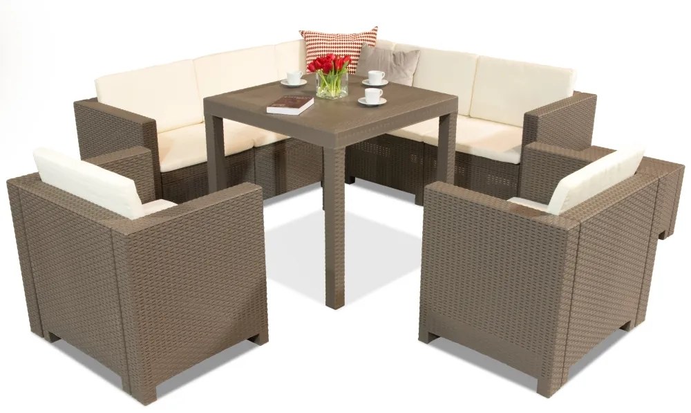 Set de mobilier din technorattan Colorado Dallas Comida 7 cappuccino Bica