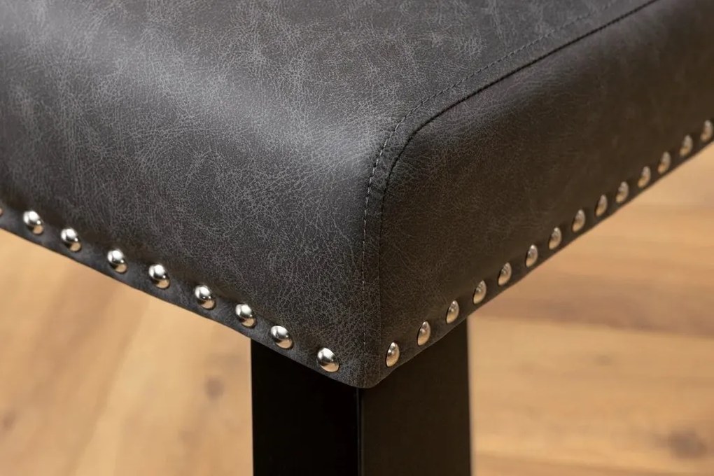 Set 2 scaune Stil Baroc, Piele Sintetica, Negru Vintage, CASTLE