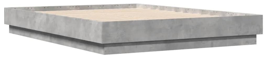 3209873 vidaXL Cadru de pat, gri beton, 140x190 cm, lemn prelucrat