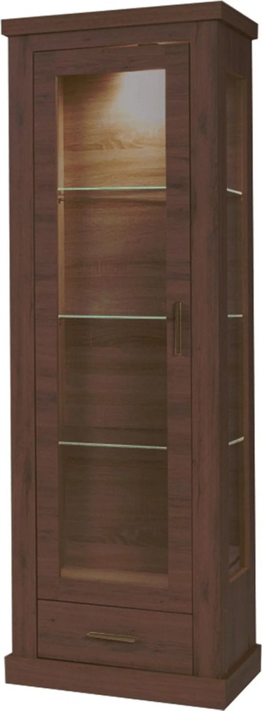 Vitrina HILARD AR2, stejar stirling, DTD laminat, 68x39x198 cm