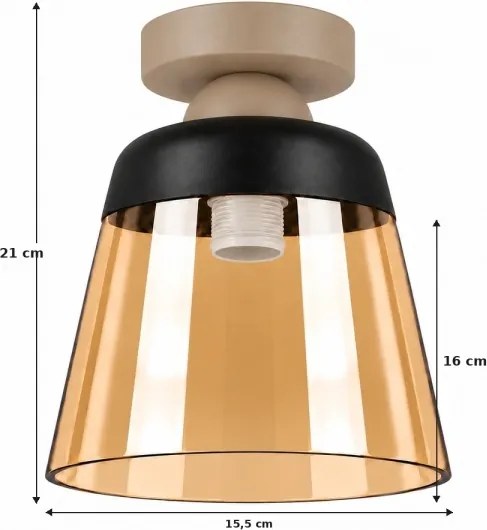 BRILAGI-LED Plafonieră R GLASS 1xE27/60W/230V Ø15,5cm bej/bej fumuriu