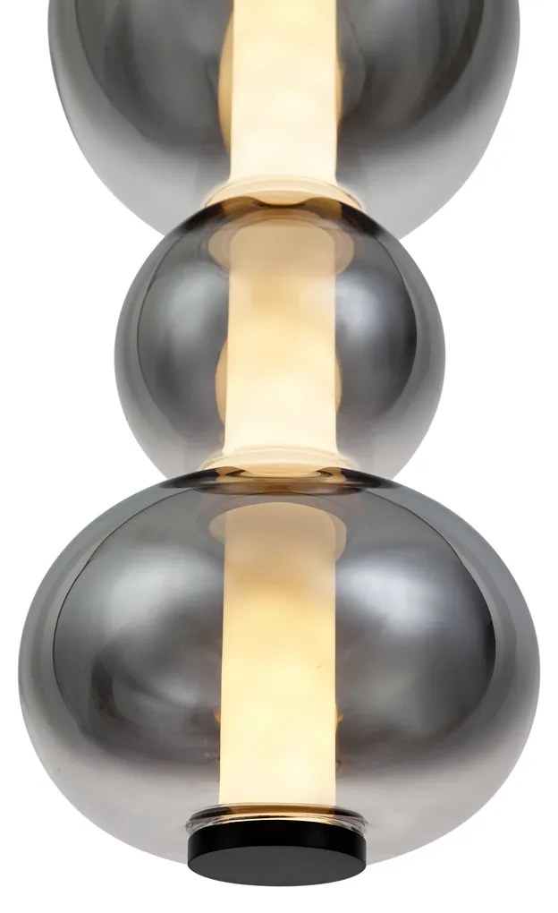 Lampă suspendată Art Deco neagră cu sticlă fumurie și transparentă 3 lumini incl. LED - Lizzy