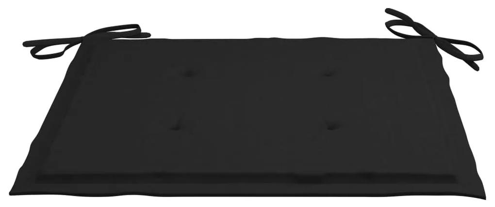 Scaune de gradina cu perne negre, 2 buc., lemn masiv tec 2, Negru